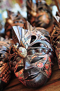巴厘岛,木质,面具,特写
