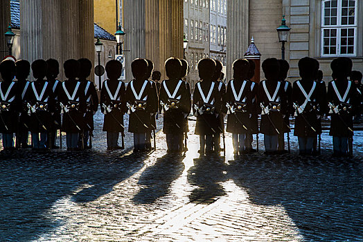 换岗,皇家,保镖,典礼,户外,皇宫,哥本哈根,区域,丹麦,欧洲