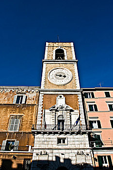 钟表,塔,广场,父亲,安科纳,马希地区,意大利,欧洲