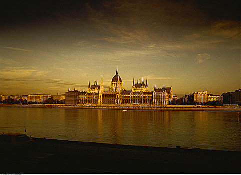 国会大厦,上方,河,布达佩斯,匈牙利