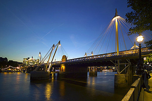英格兰,伦敦,伦敦南岸,桥,金色,喜庆,上方,泰晤士河,穿过,黄昏