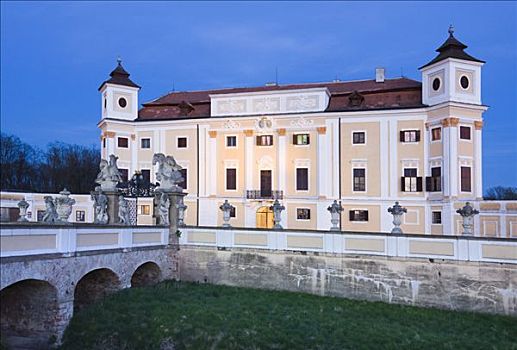 城堡,晚间,南摩拉维亚,捷克共和国,欧洲