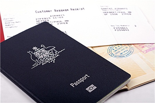 澳大利亚,护照,行李,收据