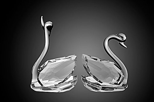 two,crystal,swans