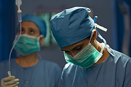 两个,女性,外科,手术室,印度