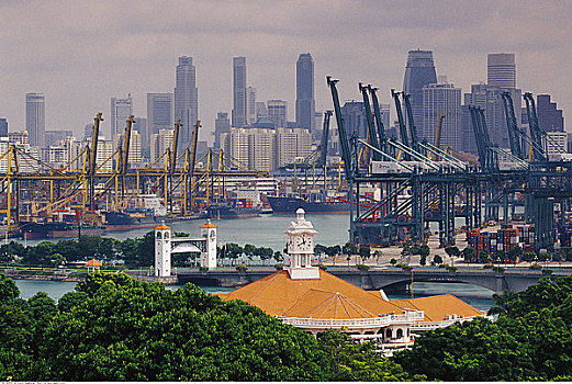 俯视,港口,新加坡