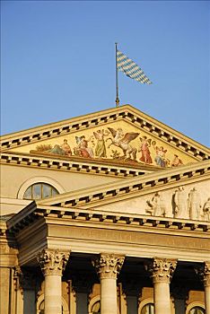 国家剧院,新古典,建筑,柱子,房子,老城,慕尼黑,上巴伐利亚,巴伐利亚,德国,欧洲