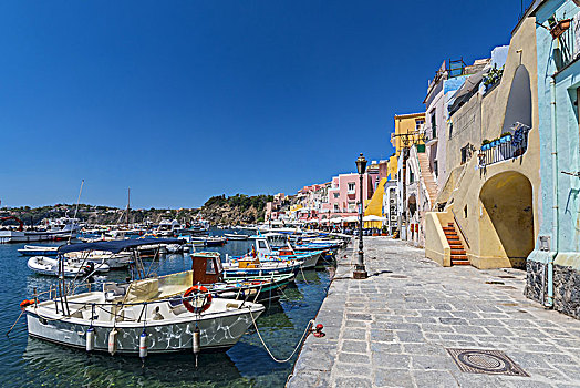 渔船,港口,码头,普罗奇达,岛屿,那不勒斯湾,意大利