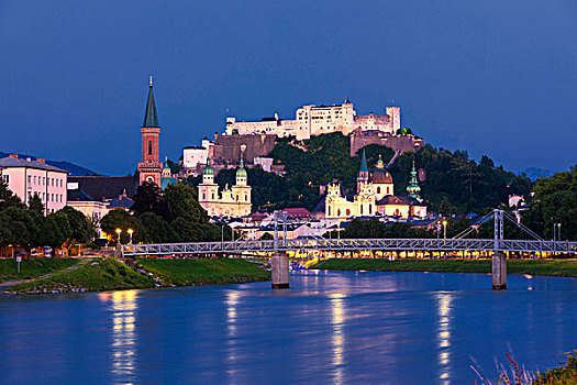 风景,高处,萨尔察赫河,老城,萨尔茨堡,奥地利