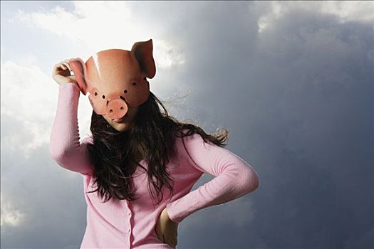 女士,猪,面具