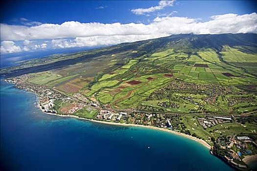 夏威夷,毛伊岛,俯视,北方,海滩,卡亚纳帕里,胜地,区域