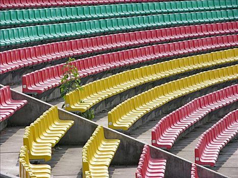 绿色,红色,黄色,座椅,排,体育场,柏林,德国,欧洲