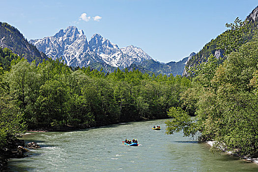 乘筏,橡胶,筏子,恩斯,河,国家公园,阿尔卑斯山,施蒂里亚,奥地利,欧洲