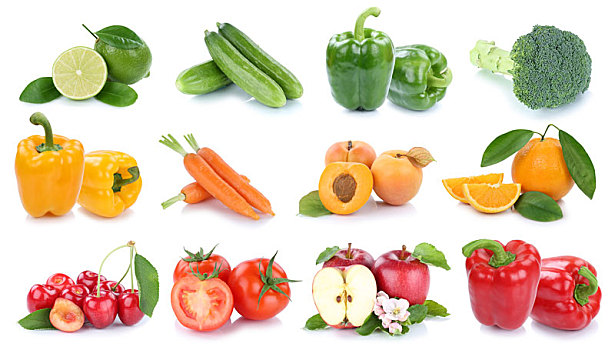果蔬,水果,苹果,橙色,西红柿,彩色,柠檬,新鲜,抽象拼贴画,抠像,隔绝