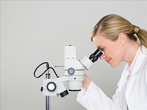 女性,科学家,显微镜