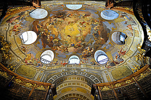 圆顶,天花板,大厅,奥地利,国家,图书馆,维也纳,欧洲