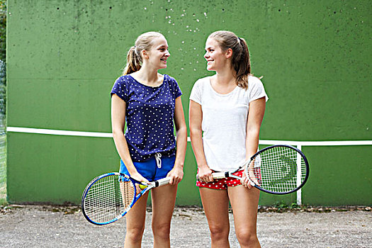 两个,网球,女孩