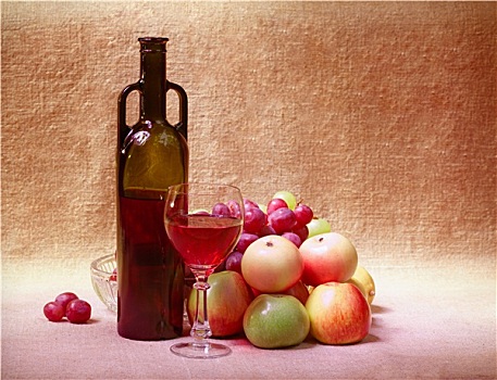 红酒,水果,静物