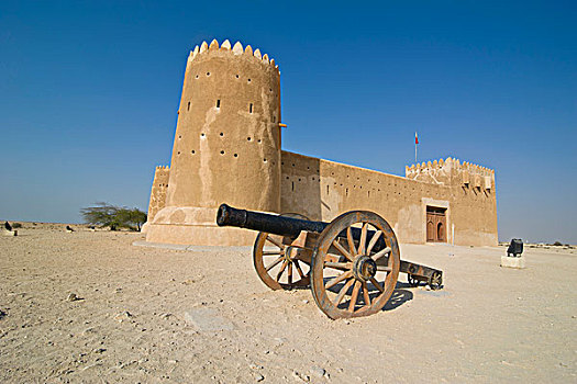 大炮,正面,堡垒,卡塔尔,阿拉伯半岛,中东