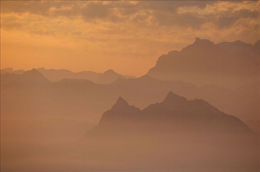 日出,阿尔卑斯山,中心,瑞士