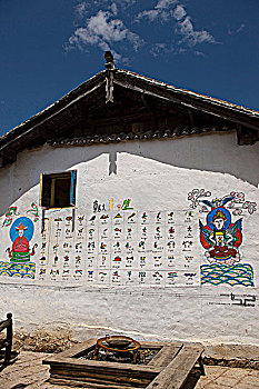 墙壁,象形文字,东巴,丽江,中国