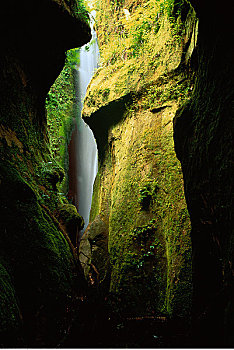 瀑布,温哥华岛,不列颠哥伦比亚省,加拿大