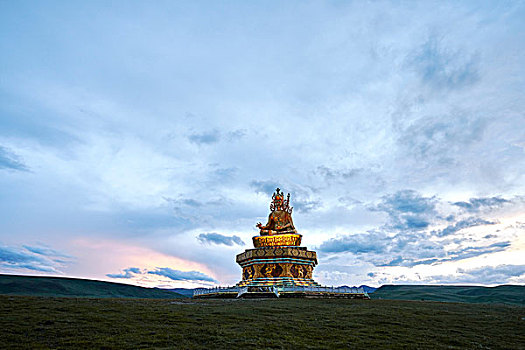 金色,佛教,雕塑,山,四川,中国