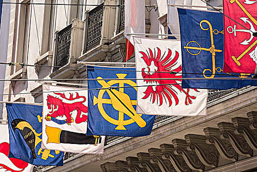 旗帜,班霍夫大街,老城,苏黎世,瑞士