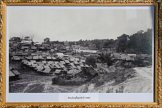 历史,照片,框架,老,黑色,白色,图像,城市,20年代,老挝,东南亚,亚洲
