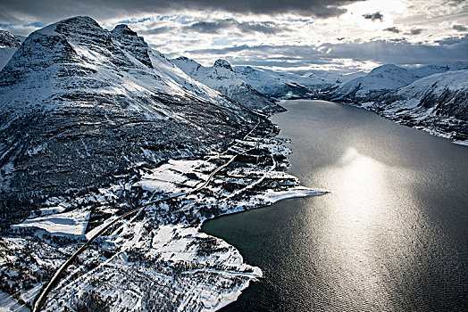航拍,直升飞机,俯视,挪威北部