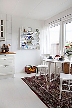餐桌,东方,地毯,白色,厨房