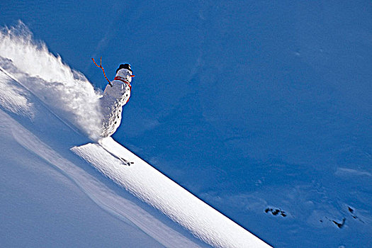 雪人,滑雪,托奇那山地区,阿拉斯加,冬天,合成效果