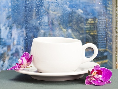 咖啡杯,雨天,窗户,背景