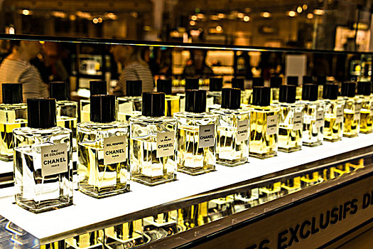 香水,香奈儿,瓶子,展示,出售,老佛爷百货,巴黎,法兰西岛,法国,欧洲