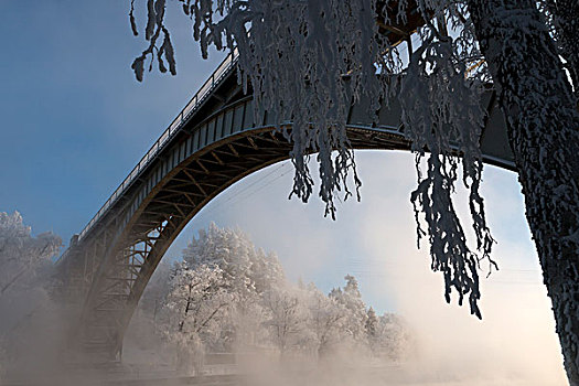 铁路桥,冬天