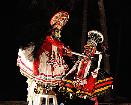 卡塔卡利舞,跳舞,剑,喀拉拉,南印度,亚洲