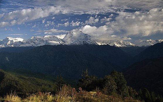 全景,山脉,喜马拉雅山,尼泊尔