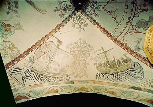 维京,船,龙,船首,14世纪,艺术家,未知