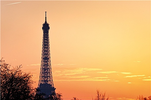 埃菲尔铁塔,巴黎,日落
