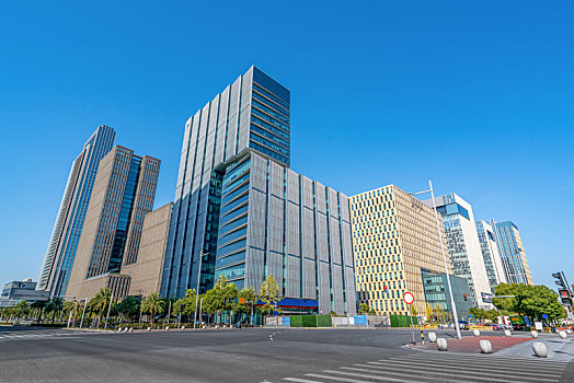 宁波东部新城现代建筑背景