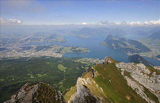 顶峰,攀升,皮拉图斯,琉森湖,瑞士,欧洲