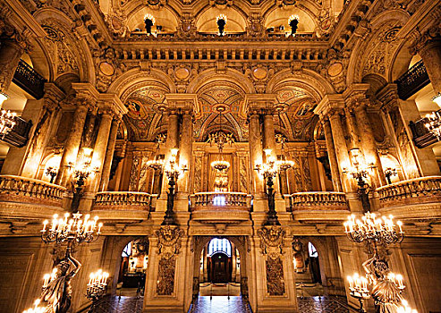 加尼叶歌剧院,正面,楼梯,巴黎,法国,欧洲