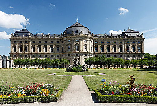 南方,城堡,花园,多,雕塑,宫廷花园,维尔茨堡,住宅,弗兰克尼亚,巴伐利亚,德国,欧洲