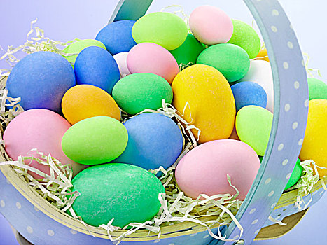 色彩,复活节彩蛋,浅底篮