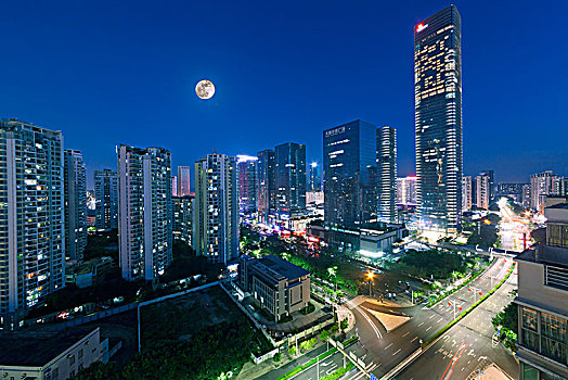 中国广东深圳南山中心区都市夜景