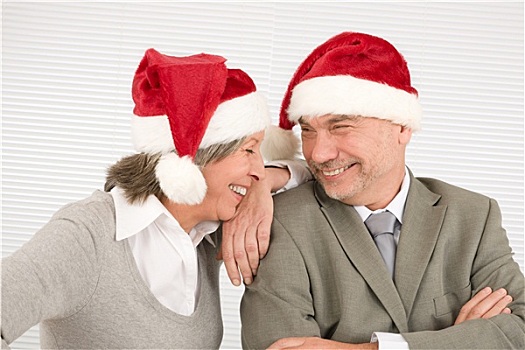 圣诞节,帽子,老人,商务人士,笑,一起