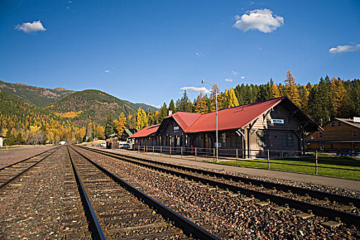 历史,火车站,西冰川,蒙大拿