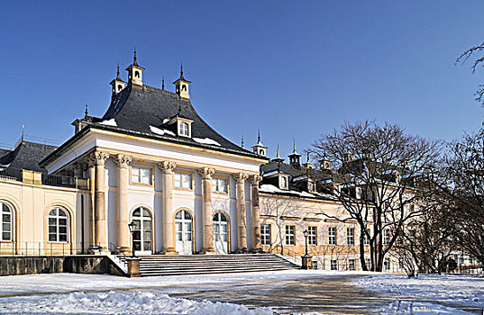 宫殿,城堡,花园,冬天,萨克森,德国,欧洲