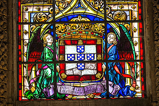 彩色玻璃窗,杰洛尼莫许修道院,里斯本,葡萄牙