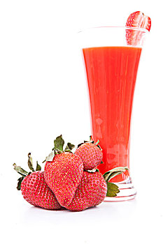 草莓,正面,满杯,白色背景